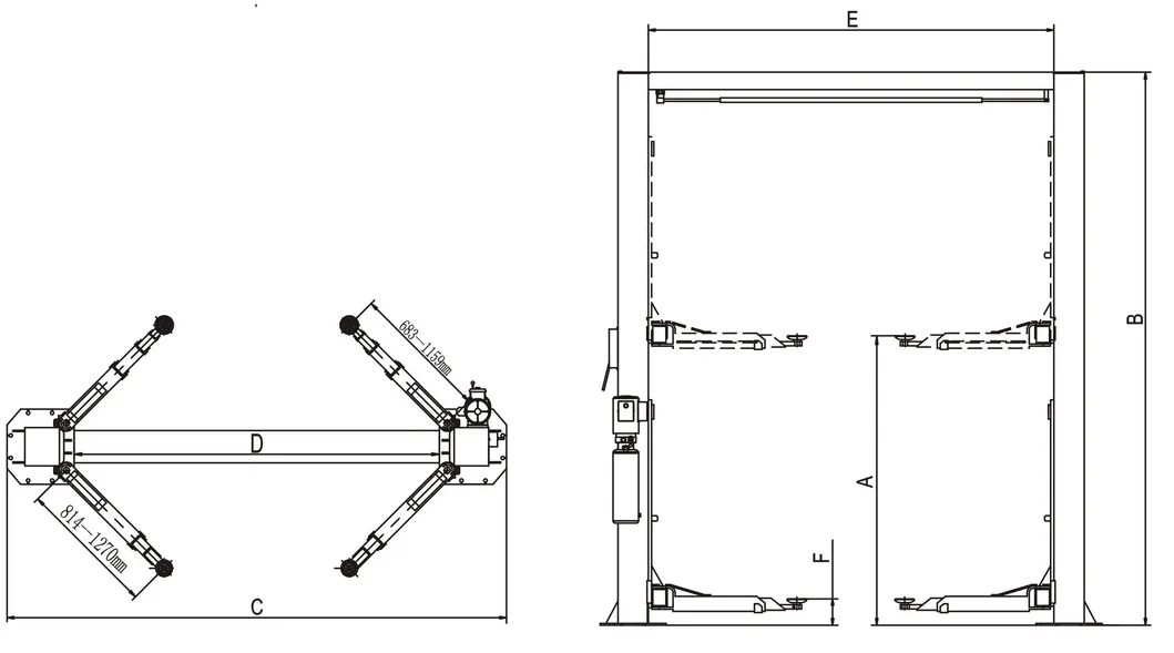 3.5 Tonne Capacity Cleanfloor-Style 2 Columns Car Lift (208C)