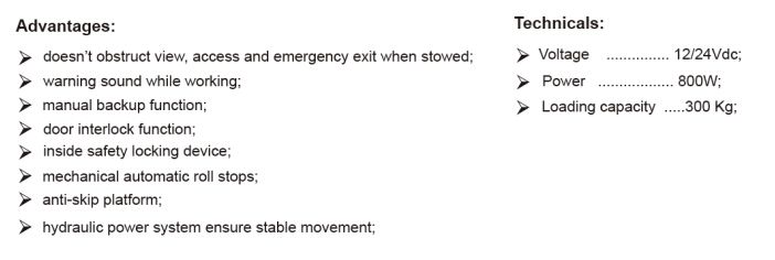 Bus Auto Parts Wheelchair Hoist to Help Wheelchair Passenger Get on Bus with Capacity 300kg