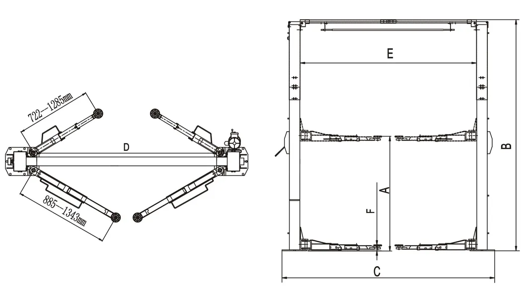 Electrical Release Column Extensions 2 Post Hydraulic Hoist (209CH)