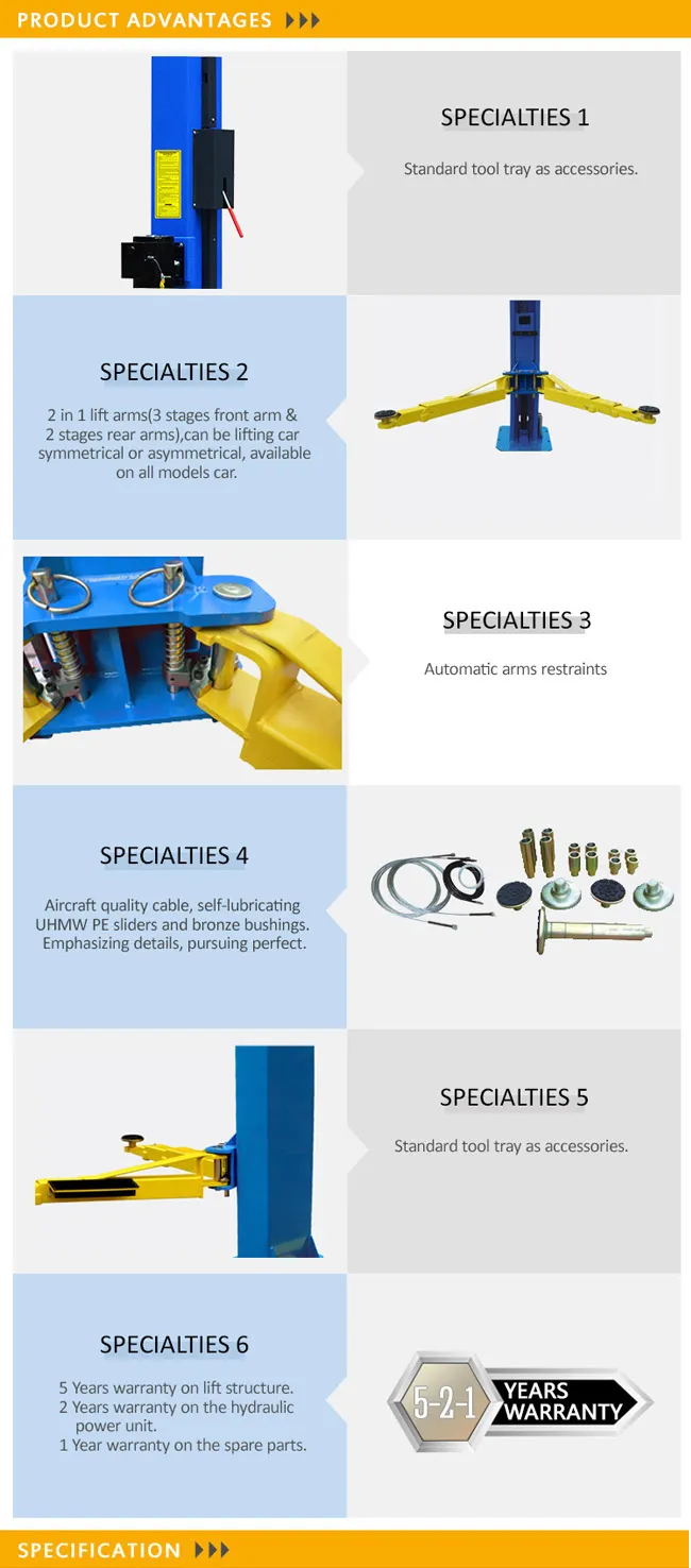 Electrical Release Column Extensions 2 Post Hydraulic Hoist (209CH)