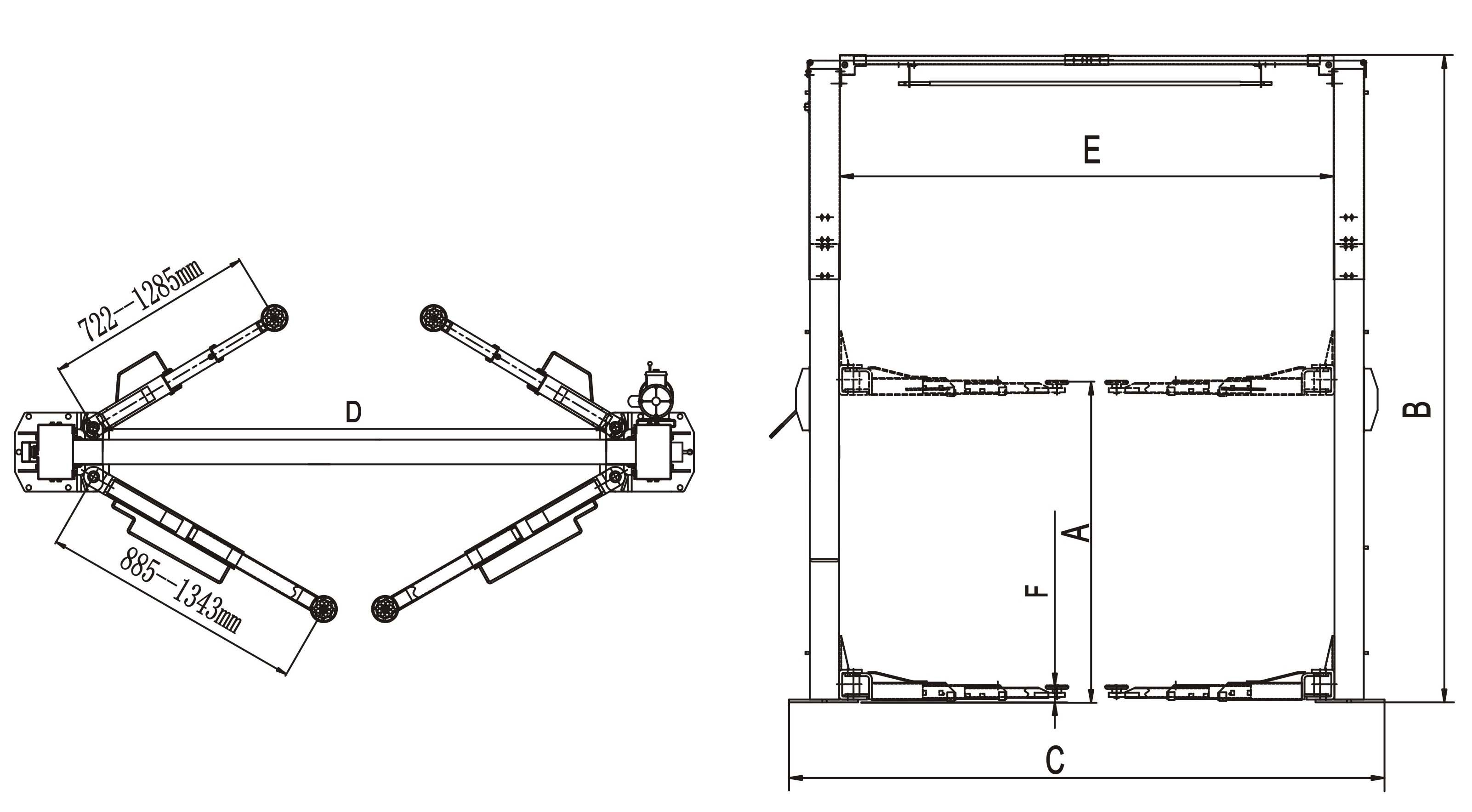 Extra Height Clearfloor Automotive Hoist Two Post Auto Lift (209CH)