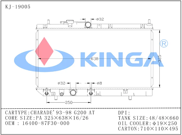 High Quality Daihatsu Charade 1993-1998 G200 16400-87f30 Auto Radiator