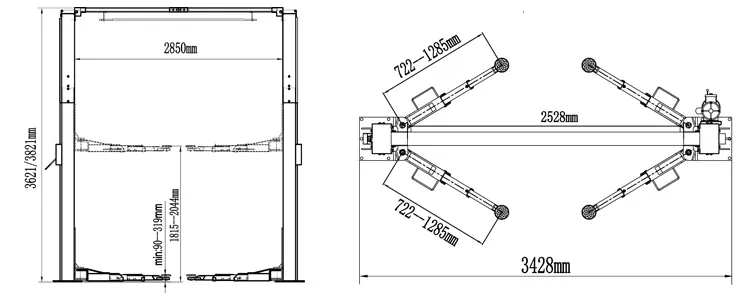 Super Symmetric Hydraulic Workshop Auto 2 Post Car Lift (209C)