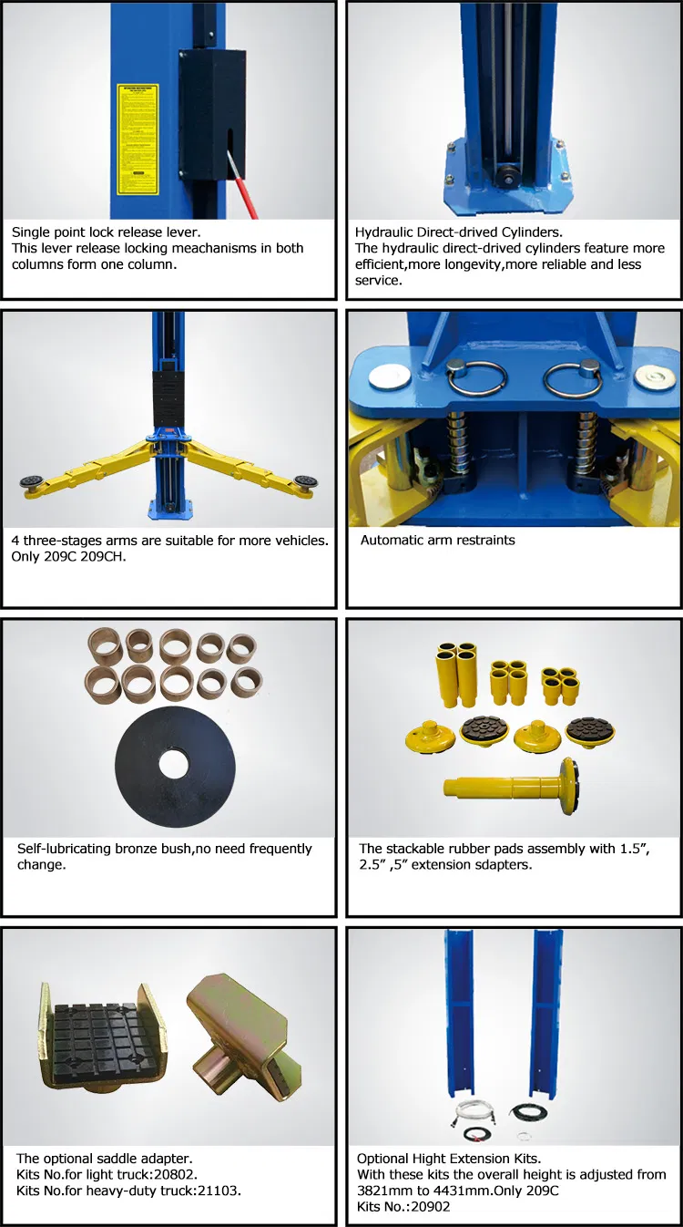 Super Symmetric Hydraulic Workshop Auto 2 Post Car Lift (209C)